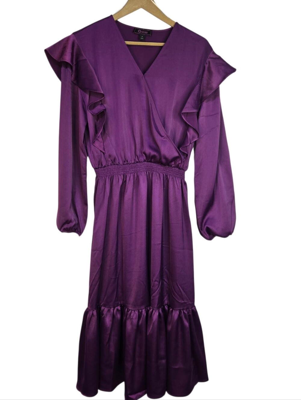 C Wonder By Christian Siriano Purple Boho Flutter Sleeve Maxi Dress, Size S NWOT